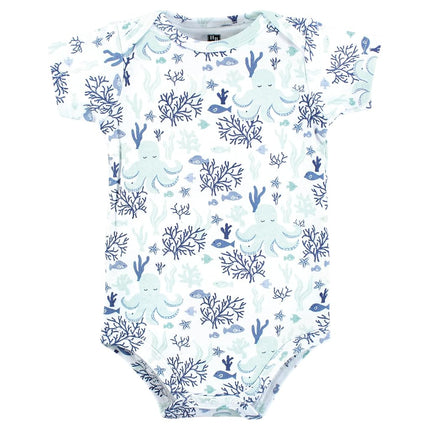 Hudson Baby Unisex Baby Cotton Bodysuits, Mint Octopus, 0-3 Months
