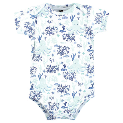 Hudson Baby Unisex Baby Cotton Bodysuits, Mint Octopus, 12-18 Months