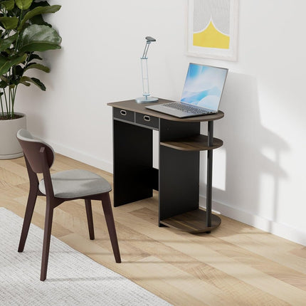 Furinno Go Green Home Laptop Notebook Computer Desk, Study Desk, Writing Desk, Columbia Walnut/Black/Dark Brown