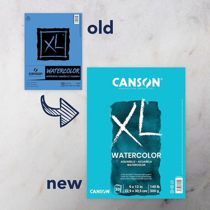 Canson XL Series Watercolor Textured Paper Pad for Paint, Pencil, Ink, Charcoal, Pastel, and Acrylic, Fold Over, 140 Pound, 9 x 12 Inch, 30 Sheets (100510941)