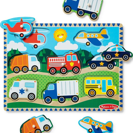 Melissa & Doug - 1874 - Jigsaw Puzzle - Installation - Vehicles, White.,OSFA