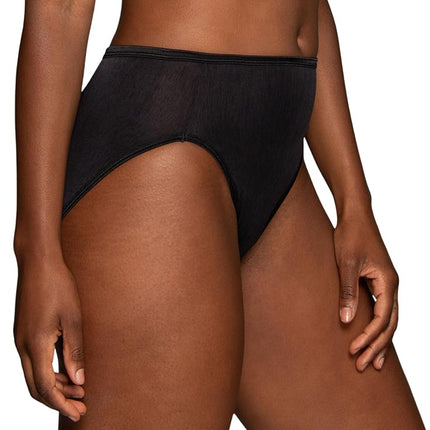 Vanity Fair Women's Illumination Hi Cut Panty 13108 Briefs, 3 Pack-Midnight Black, 6 (Pack of 3)
