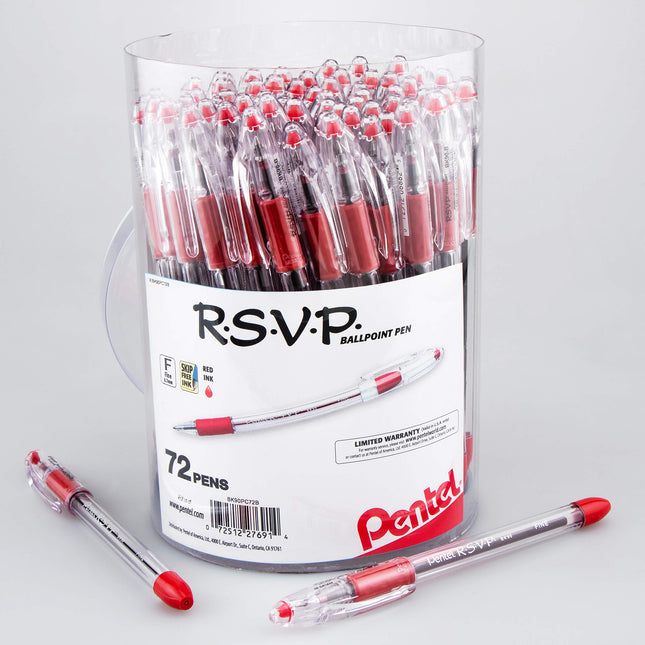 Pentel RSVP Ballpoint Pen, (0.7mm) Fine Line, Red 