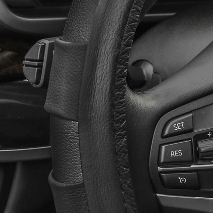 FH Group Universal Fit Genuine Leather Sport Steering Wheel Cover Fits Most Cars, SUVs Black