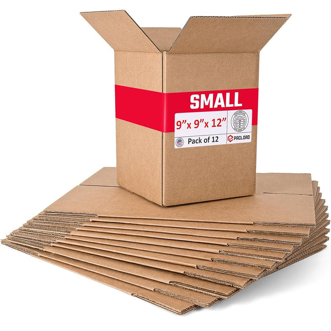 Paclord 12 Pack Small Cardboard Boxes 9" L x 8.8" W x 12" H - USA Made Packaging Boxes for Moving, Shipping or Storage - USPS, UPS Approved