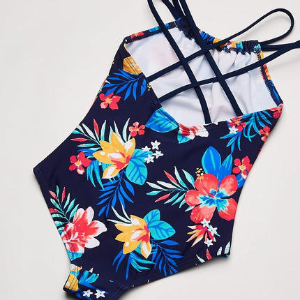 Kanu Surf Girls' Jasmine Beach Sport Halter One Piece Swimsuit, Brooke Navy, 14