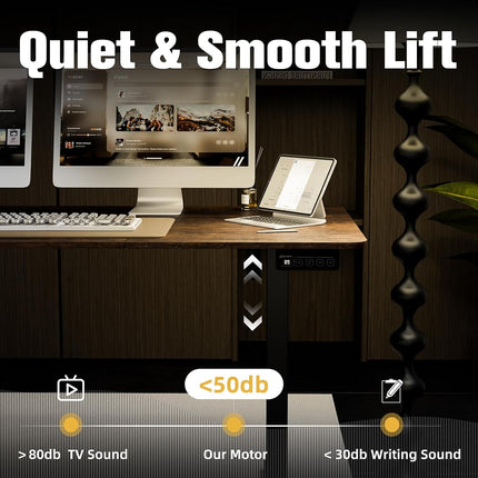 ERGOMAKER Electric Standing Desk 160x70cm Black Frame+ Rustic Brown Desktop