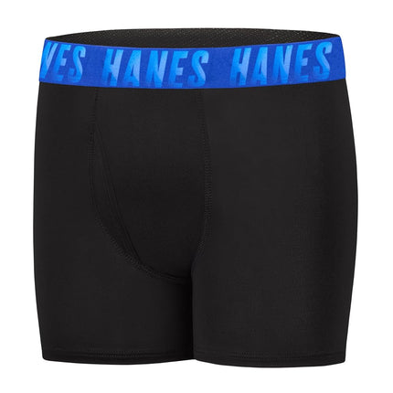 Hanes Big Moves Breathable Underwear, Performance Stretch Boxer Briefs for Boys, Moisture-Wicking, 6-Pk, Black, Black, Medium
