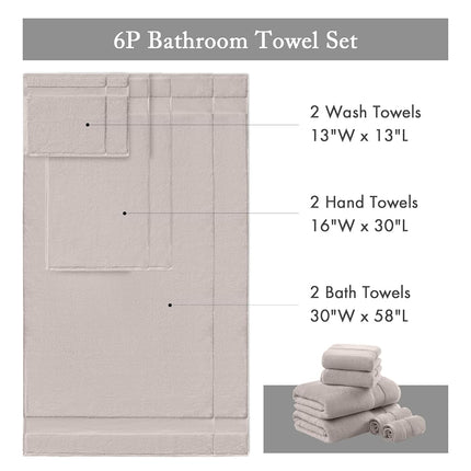 MADISON PARK SIGNATURE Turkish 100% Cotton 600Gsm Luxury Premium Thick Soft Abosorbant Hotel Bathroom Towel Set Shower Hand Face Washcloths, Assorted Sizes, Taupe 6 Piece