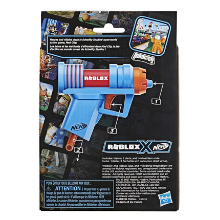 Nerf Roblox Mad City: Plasma Ray Dart Blaster, Pull-Down Priming Handle, 2 Elite Darts, Code to Unlock in-Game Virtual Item Multicolor F2497