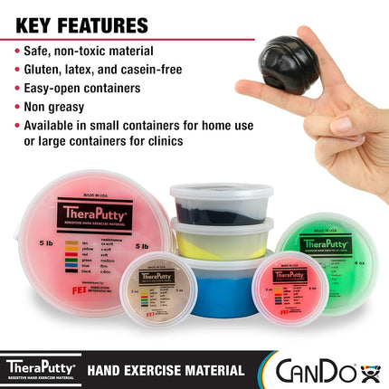 CanDo TheraPutty Standard Hand Exercise Putty For Rehabilitation, Exercises, Hand Therapy, Occupational Therapy, Hand Strengthening, Improve Motor Skills, Stress Relief