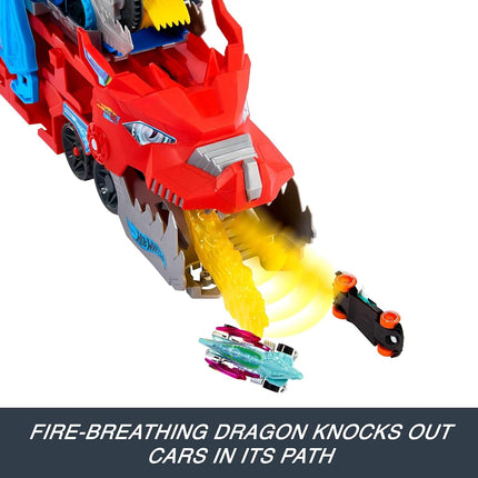 Hot Wheels City Ultimate Dual Dragon Transporter & 2 Die-Cast Cars