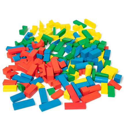 Melissa & Doug Wooden Building Block Set - 200 Blocks in 4 Colors & 9 Shapes (E-Commerce Packaging)