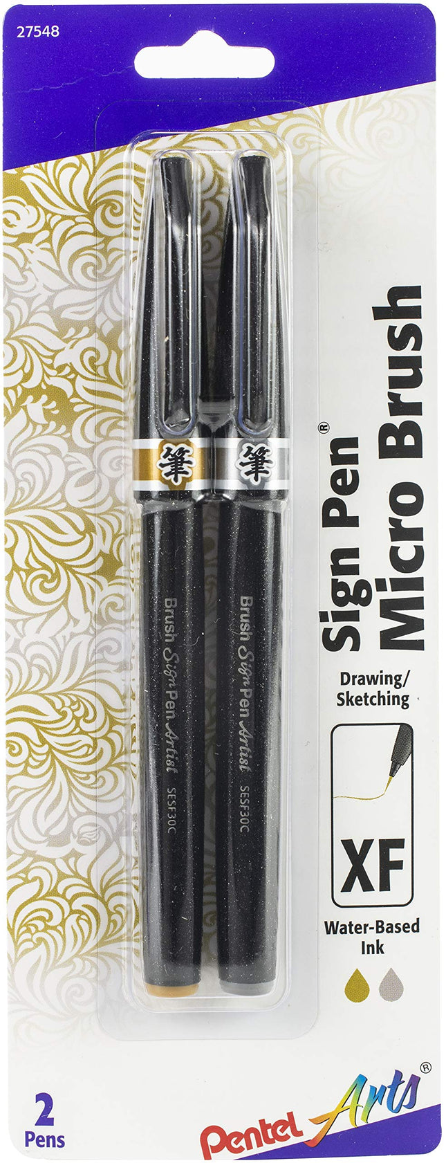 PENTEL ARTS Sign Pen SILVR, Gold & Silver, One Siz