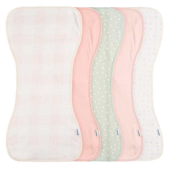 Gerber Baby Unisex Burp Cloths 5-Pack, Pink, Size 