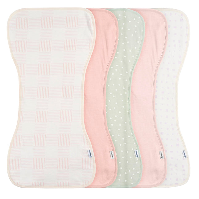 Gerber Baby Unisex Burp Cloths 5-Pack, Pink, Size 