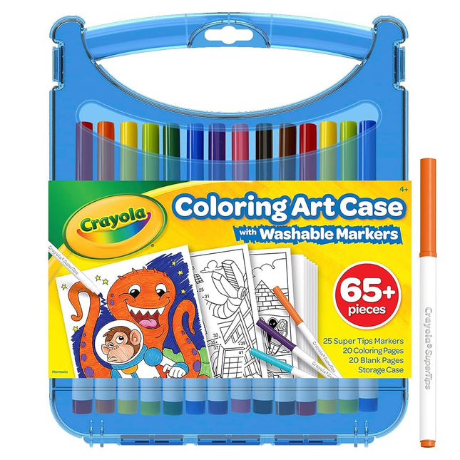 CRAYOLA Create & Color Super Tips Marker Kit, 25 Super Tips Markers, 40 Drawing and Activity Sheets, Plastic Storage Case