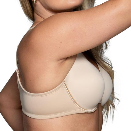 Vanity Fair Women's Full Figure Beauty Back Smoothing Bra, 4 Way Stretch Fabric, Lightly Lined Cups Up to H, Sheer, Underwire-Beige, 36F