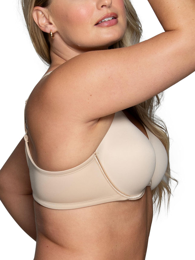 Soutien-gorge Vanity Fair Beauty Back Smoothing à bonnets profonds pour femme, tissu extensible 4 directions, bonnets légèrement doublés jusqu'à H, transparent, avec armatures - Beige, 36F