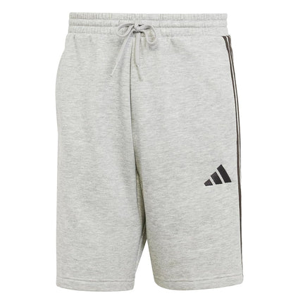 Adidas Mens Essentials 3-Stripes Fleece 9-inch Shorts, Dark Grey Heather/White, Small