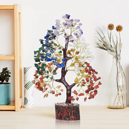 Chakra Tree of Life - Crystal Tree for Positive Energy - Seven Chakra Tree - 7 Chakra Tree, Money Tree, Feng Shui Decor, Chakra Stones, Crystals and Healing Stones, Premium Meditation Accessories