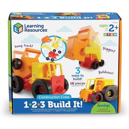 Learning Resources 1-2-3 Build It Construction Crew, Fine Motor Toy, Kids Building Set