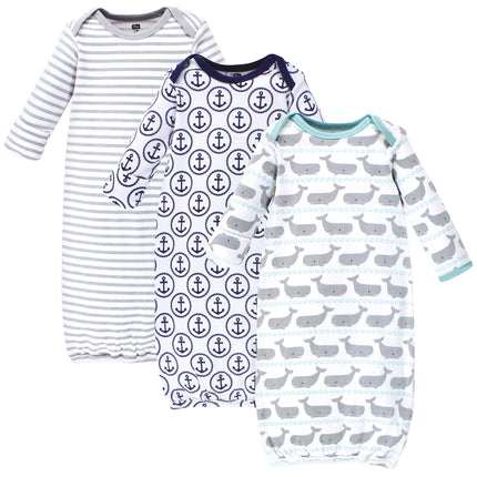 Hudson Baby Unisex Cotton Gowns, Whales Anchor, 0-