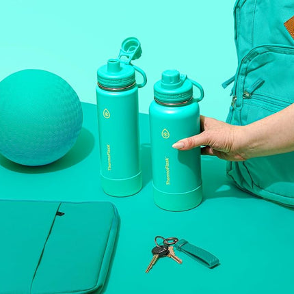 ThermoFlask 32 oz Double Wall Vacuum Insulated Stainless Steel Water Bottle with Spout Lid, Screamin' Green