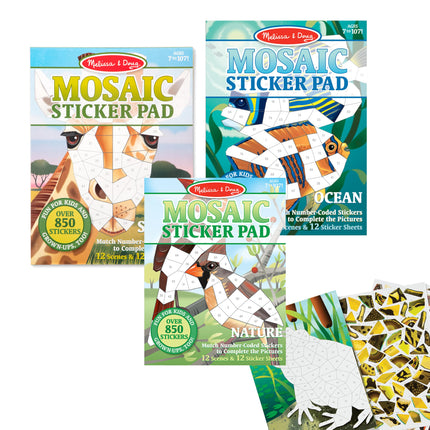 Melissa & Doug Mosaic Sticker Pad Ocean Animals (12 Color Scenes to Complete with 850+ Stickers)