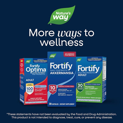 Nature's Way Primadophilus Fortify Age 50+ Probiotic, 30 Billion Active Cultures, Acidophilus, Guaranteed Potency, Researched Strains, Delayed Release, 30 Vegetarian Capsules, Gluten-Free