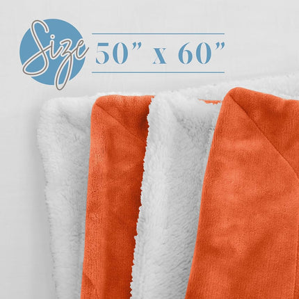 Elegant Comfort Reversible, Solid Sherpa Throw Blanket, All-Season Blanket- Super Soft, Cozy and Plush- Decorative Throw, Perfect for Lounging, 50 x 60 inches, Sherpa Throw Orange