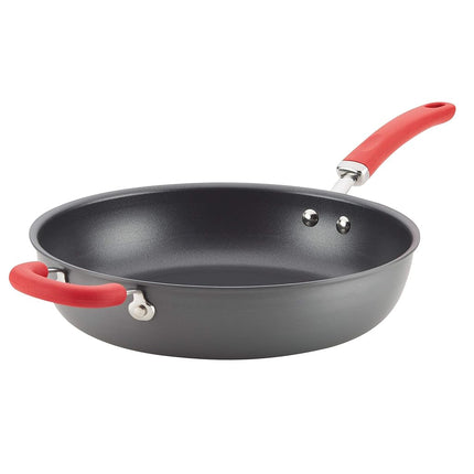 Rachael Ray Create Delicious Deep Hard Anodized Nonstick Frying Pan/Fry Pan/Hard Anodized Skillet - 12.5 Inch, Gray