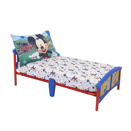 Disney Mickey Mouse Having Fun Super Soft 2 Piece Toddler Sheet Set, White/Grey/Blue/Red
