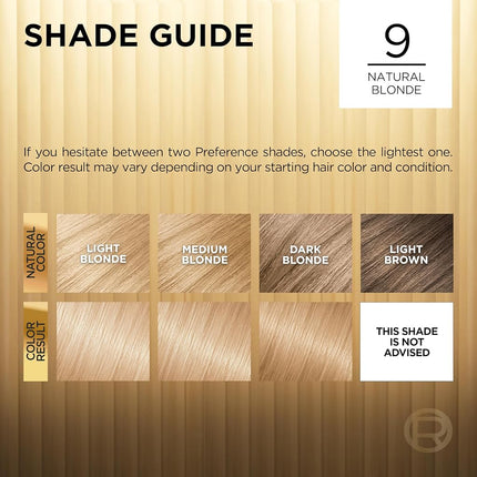 L'Oréal Paris Superior Preference Permanent Hair Color, 9 Natural Blonde