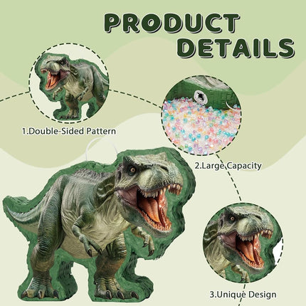 WERNNSAI Dinosaur Piñata - Jungle Dinosaur Piñata Bundle with Blindfold and Bat for Kids Boys Jungle Dinosaur World Birthday Party Decorations Family Games Dino Theme Party Supplies