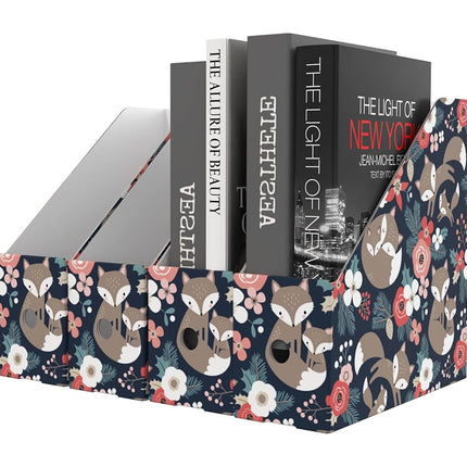 ANSSDO 6 Pack Cardboard Magazine Holder Premium Magazine File Holder Organizer, Magazine File Organizer, Large Volume Magazine Storage Box as Book Bins or Folder Holder for Desk - Black Floral 6 Pack
