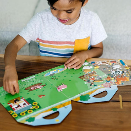 Melissa & Doug Puffy Sticker Play Set - On the Farm - 52 Reusable Stickers, 2 Fold-Out Scenes Restickable Farm Sticker Book, Puffy Farm Animals Removable Stickers For Kids Ages 4+ - FSC Certified