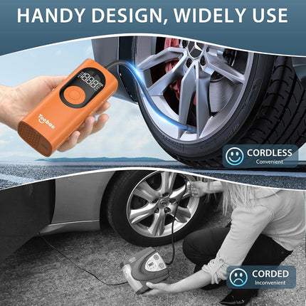 TccbacTire Inflator Portable Air Compressor for Car, Large Motor 2X Fast Electric air Pump,Bike Pumps with Pressure Gauge and LED Light,Auto Shut-Off Tire Pump for Car Ball Motorcycle,Bicycle