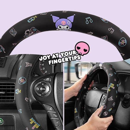 Sanrio Hello Kitty and Friends Kuromi Black Car Steering Wheel Cover, Universal Fit Cute Accessories