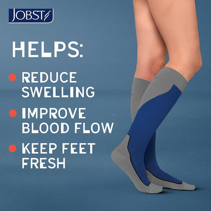 BSN Medical/Jobst 7528903 Sport Sock, Knee High, 15-20 MMHG, Closed Toe, X-Large, White/Grey, Pair