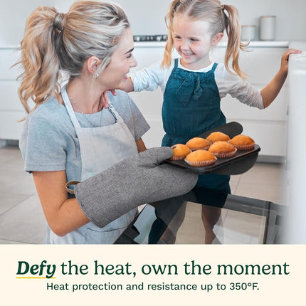 Manoplas de horno de cocina Cuisinart – Manoplas de cocina resistentes al calor para horno con palma de neopreno antideslizante, puño largo y relleno de algodón – Guantes de horno duraderos para cocinar, hornear y asar a la parrilla