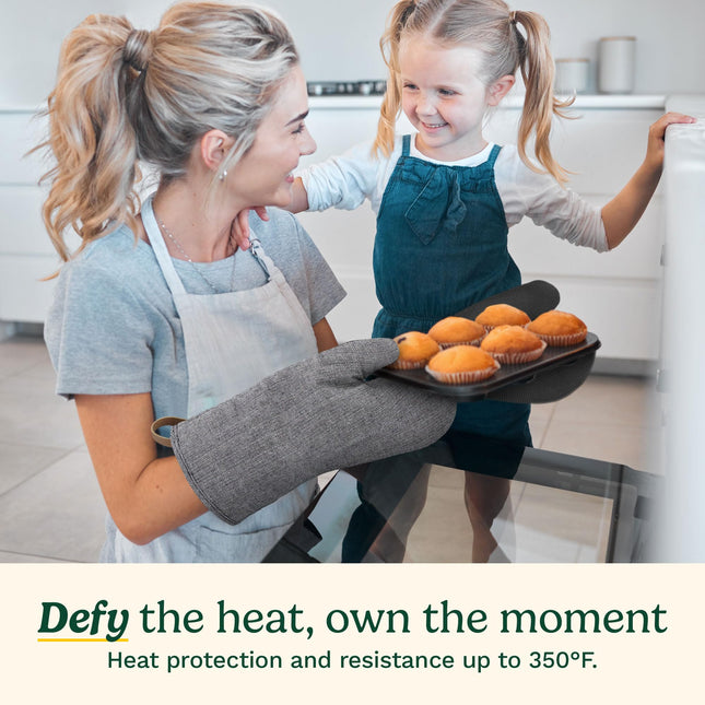 Cuisinart Kitchen Oven Mitts � Heat-Resistant Kitchen Mitts for Oven with Non-Slip Neoprene Palm, Long Cuff, and Cotton Filling � Durable Oven Gloves for Cooking, Baking, & Grilling