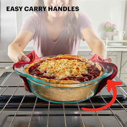Pyrex Deep 2-Piece 9.5" Glass Baking Dish Set, Glass Bakeware Set, Dishwasher, Microwave, Freezer and Pre-Heated Oven Safe, Deep & Easy Grab