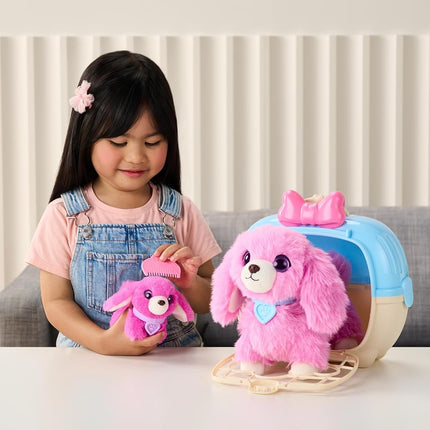 ScruffaLuvs Mom & Baby Scruffs - Dachshund - Plush Toys, Wash to Reveal a Dachshund Family, 1 in 10 chance to find twins. 4 Accessories & 25cm Deluxe Pet Carrier, Nurture, Care & Play, Gift for Kids