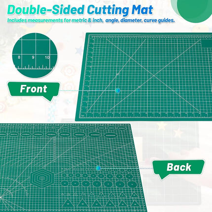anezus Self Healing Cutting Mat for Rotary Cutting, 24" x 18", Green