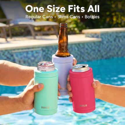 DUALIE 3 in 1 Insulated Can Cooler - Universal Size for 12 oz Cans, Slim Cans, and Bottles - 10+ Colors Available, Magenta