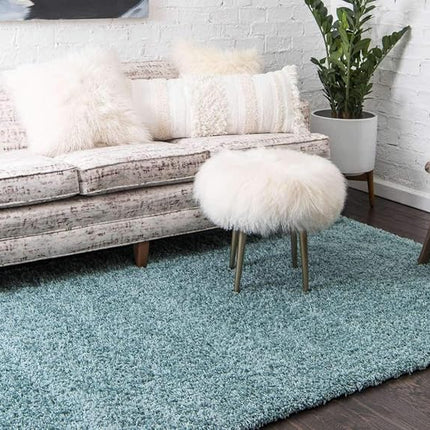 Unique Loom Solid Shag Collection Light Slate Blue 2 x 3 Area Rug (2' 2" x 3')