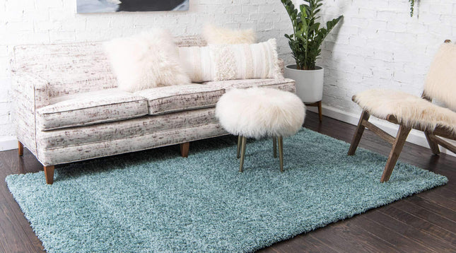 Unique Loom Solid Shag Collection Light Slate Blue 3 x 5 Area Rug (3' 2" x 5' 2")