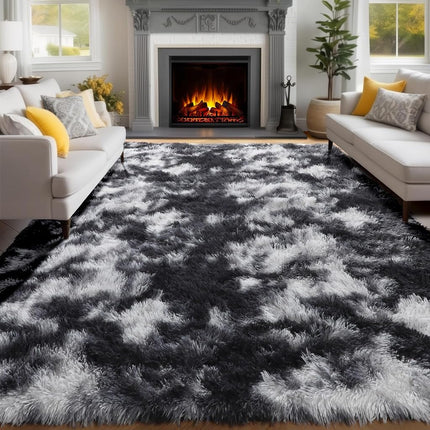 PAGISOFE Black White Grey Bedroom Rug 4x6 Ft, Soft Fluffy Fuzzy Plush Indoor Floor Area Rug for Living Room Kids Room Playroom Dorm Home Office Nursery Men Boys Room Decor Carpet Aesthetic