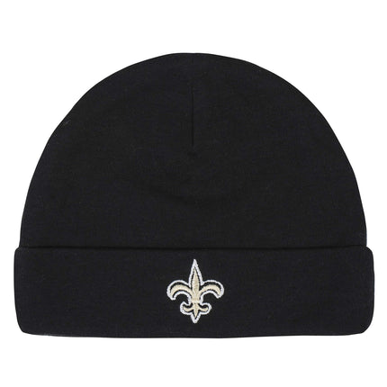 NFL New Orleans Saints - Juego de regalo de 3 piezas: body, pantalón con pies y gorro, color negro/blanco New Orleans Saints, 3-6M